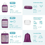 Cambond Compression Packing Cubes - 7 Piece See Through Mesh Packing Cubes for Travel with Underwear Laundry Makeup Bag, Expa