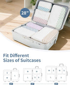 Narwey 7 Set Checkered Packing Cubes for Travel Kids Women, Durable Packing Organizer Bags for Carry on Suitcase Luggage Trav
