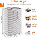 Lifewit 3 Pack Laundry Basket 80L Each, Collapsible Clothes Hamper with Reinforced Handles, Freestanding Waterproof Design fo