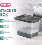 Sterilite 18-Pack Modular Stacker Box, Durable Clear Plastic Storage Bins with Latching Lids, 30 Quart - Stackable Organizing