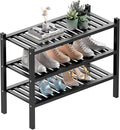 ROMGUAR CRAFT 3 Tier (Thick) Bamboo Shoe Rack for Entryway, Small Wood Shoe Shelf Storage Organizer for Closet, Shoe Stand fo