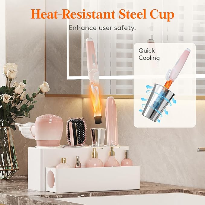 Lifewit Hair Tool Organizer Countertop, Removable Blow Dryer Holder for Bathroom, Acrylic Hot Tools Organizer Storage for Cur