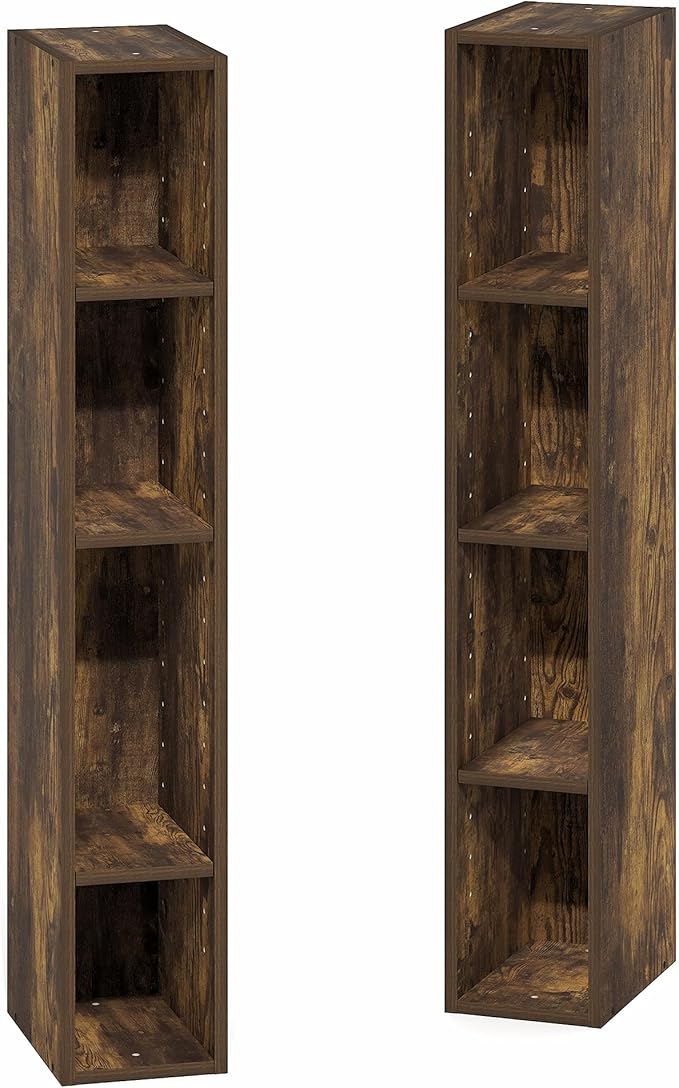 Furinno Fulda Book Shelf, 8-Tier Bookshelf, Bookcase with Space Saving Storage Shelf, 9.2 x 5.9 x 70.9, for Living Room, Bedr