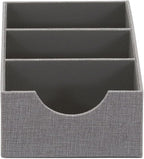 Household Essentials Grey 727-1 Deep 3 Section Drawer Organizer Box for Storage | 12 in x 6.13 in x 3.13