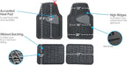 FH Group Premium Liners Tall Channel Trimmable All Weather Rubber Full Set Car Floor Mats (Gray) w. Trimmable All-Season Cargo Liner (Black) - Universal Fit for Cars Trucks and SUVs