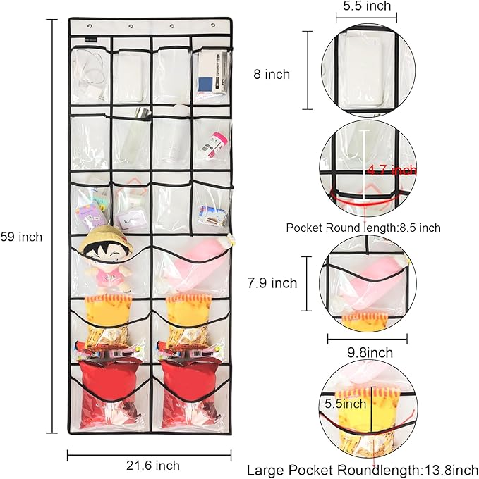 Extra Large Hanging Crystal Clear Over Door Shoe Organizers, Closet Shoe Organizer Shoe Rack Organizer Shoe Storage, 12+6Pock