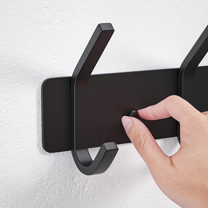VAEHOLD Wall Hooks Coat Hooks Wall Mounted, Coat Rack with 6 Double Hooks for Hanging Towel Hat Coat Robe Bag Key for Bathroo