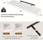Dreamland 40 Inch Long Floating Shelves in White,9.3 Inch Deep Floating Shelf for Wall,Large Display & Storage Shelf, Wall Sh