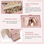 AKOZLIN 6-Tier Jewelry Box Organizer Functional 5 Drawers Leather Jewelry Storage Case for Women Girls Ring Necklace Earring 