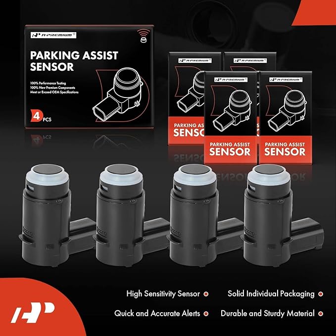 A-Premium 4-PC Rear PDC Reverse Backup Parking Aid Assist Sensor Compatible with Ford and Lincoln Models - F-150 F150 2009-2014, Mark LT 2010-2014, Replace# 9L3Z-15K859-D