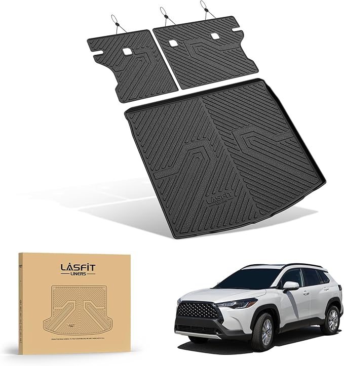 LASFIT Cargo Mats for Toyota Corolla Cross 2022-2026(Fit AWD Not Fit FWD), Custom Fit All-Weather TPE Rubber Trunk Mat for Toyota Accessories, Waterproof, Easy to Clean, Black