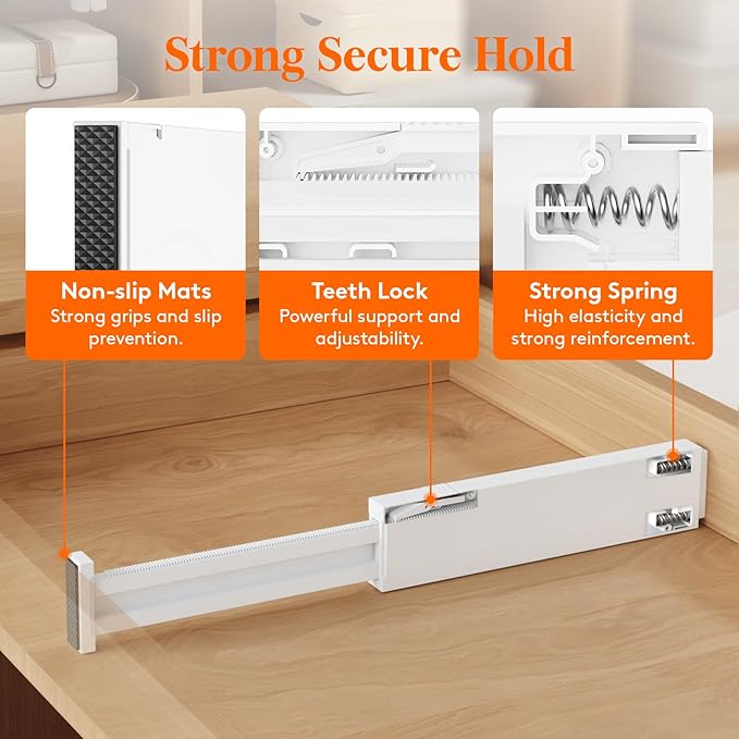 Lifewit 12 Pack 2.36" High Drawer Dividers 28-43.5cm/11-17" Adjustable Drawer Organizer for Clothes/Utensils, Expandable Draw