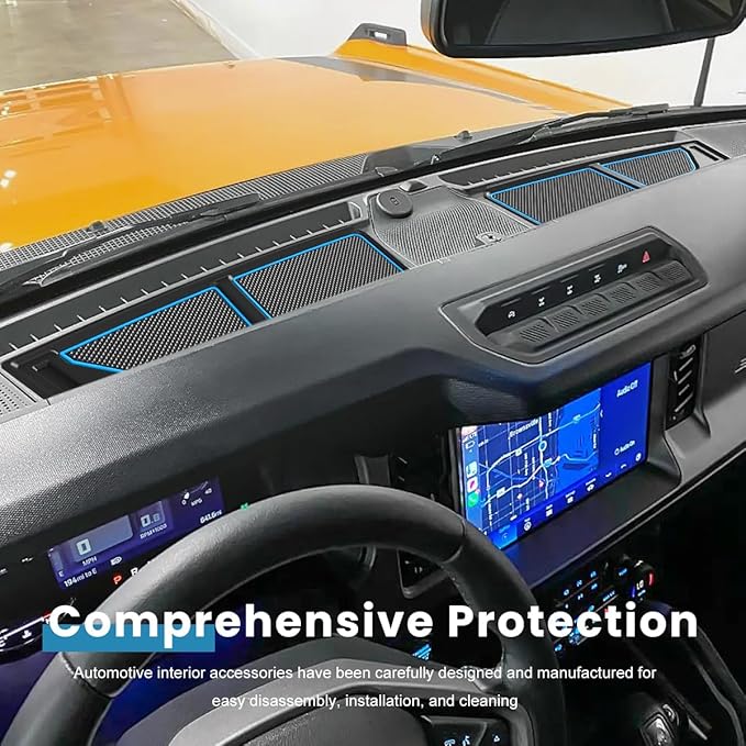 auovo Dash Cover Tray Fit for Ford Bronco Accessories 2026 2025 2021 2022 2023 2024 Anti-Slip Silicone Dashboard Compartments