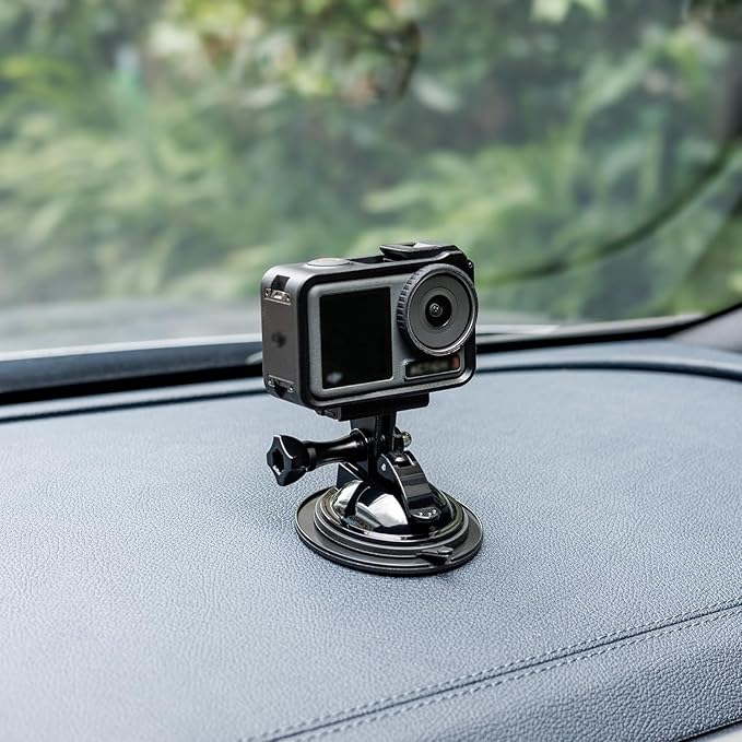 JJC Suction Cup Mount with 1/4"-20 Screw for DJI OSMO Nano Action 6 5 Pro 4 3 Action Camera, Strong Stable Suction Cup Base Compatible with Gopro 13 12 11 10, for Insta360 X5 X4 X3 OSMO 360 Car Mount