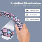 Floral Print Steering Wheel Cover with Silicone Inner Ring, Non-Toxic, Odorless Silicone Leather with Non-Fading Pattern for 