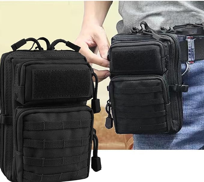 Universal Tactical Car Seat Back Organizer Bag Tactical Molle Vehicle Organizers Panel Vehicle Protector Organizers with 5 Detachable Pouches for Car Truck Ford Jeep (Model A-Black)