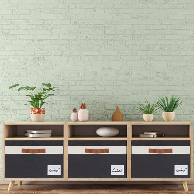 Extra Large Storage Bins with Lids, Foldable Fabric Storage Baskets with Lids, Sturdy Storage Boxes with Labels and 3 PU Hand