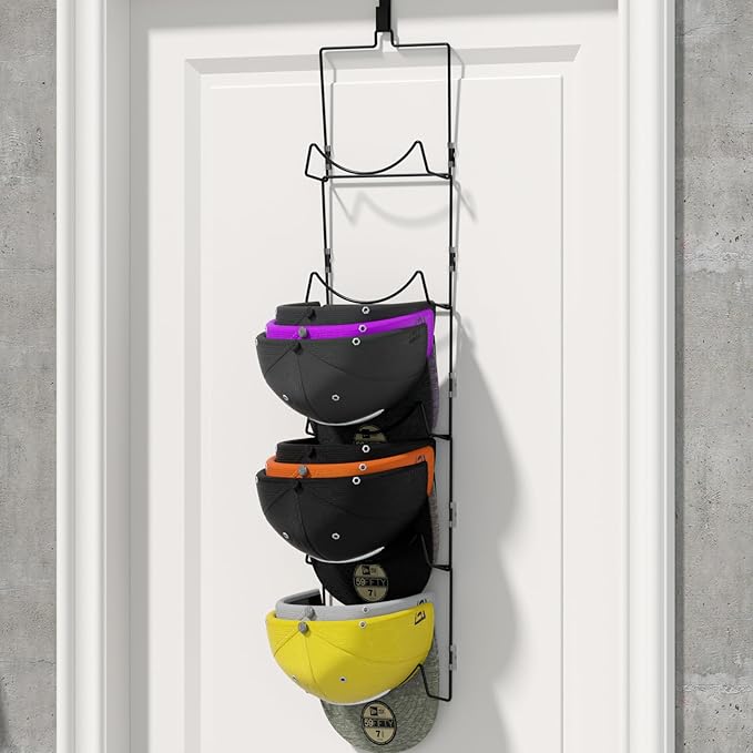 LINFIDITE 10 Pack Hat Rack Hanger Holder Organizer Flexible Multi Hook Wall Mounted Over Door Baseball Cap Display Storage Ra