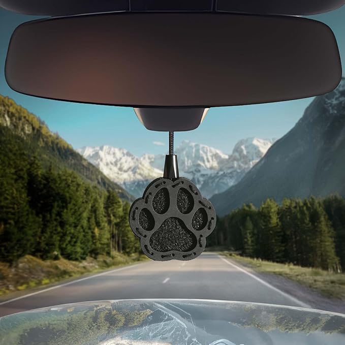 Wood Car Air Freshener — Paw Designed — Handmade Unscented DIY Essential Oil Hanging Diffuser with Felt Insert — Add Your Own