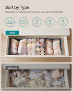 SONGMICS Drawer Organizers, Dresser Divider Organizers, Set of 12, Foldable Fabric Storage Boxes for Socks, Underwear, Bras, 