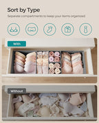 SONGMICS Drawer Organizers, Dresser Divider Organizers, Set of 18, Foldable Fabric Storage Boxes for Socks, Underwear, Bras, 