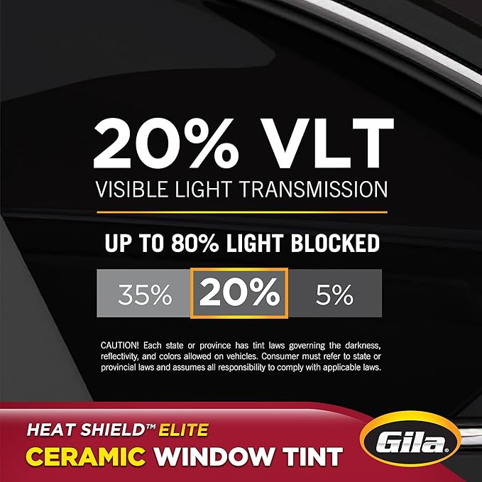 Gila® Heat Shield Elite™ 20% Rear Window Ceramic Automotive Window Tint DIY Advanced Heat Control Glare Control (6in x 26ft Strips)