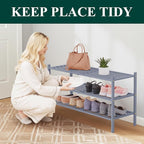 Smiry Long Bamboo Shoe Rack 3-Tier, Stackable Wooden Shoe Organizer for Entryway & Closet, Free Standing Wood Shoe Storage Sh