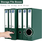 Storage File Boxes A4, 6 Pack Foldable File Box with Clip, 50mm Spine, Plastic Archives Cases with Magnetic Closure, Document