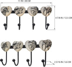 Coat Rack Wall Mounted with 4 Hook, Heart Glass Finishes Animal Pattern Elephant Lion Zebra Leopard Decorative Wall Hooks for