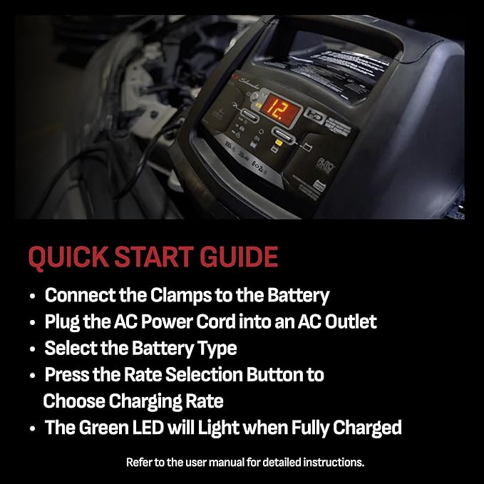 Schumacher Electric 6A Car Battery Charger and 100A Engine Starter, 6-in-1 Solution, Maintainer, 30A Boost, for 6V/12V Power