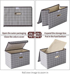 STOREONE Fabric Storage Cube Bins Foldable Organizer Container Collapsible Basket with Lids and Metal Handles, for Home, Bedr