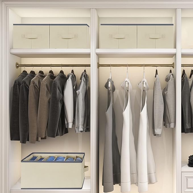 6 Pcs Large Size Wardrobe Clothes Organizers 6 Grids for Pants, Jeans, Sweater, T-shirt, Thin Coat, Dress Stackable Closet Dr