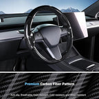 Steering Wheel Cover for Tesla Model 3 (2017-2023) / Model Y (2020-2024),Anti-Slip,Comfortable Grip, Breathable,Customized for Tesla Model 3/Y Accessories,Bright Black