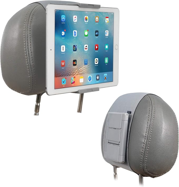 TFY Car Mount Holder, Car Headrest Mount Holder for Phones and Tablets, Compatible with 5 to 10.5 Inch Screens Devices (Gray)