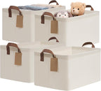 CHICVITA 4 Pack Large Storage Baskets for Shelves, Collapsible Closet Organizer Bins with Metal Frame, Fabric Storage Bins fo