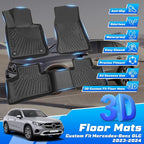Sunsdrew All Weather Floor Mats for Mercedes Benz GLC 300 / GLC 43 AMG 2023-2025 2026 Accessories TPE Rubber Car Mats Heavy Duty Raised Edge