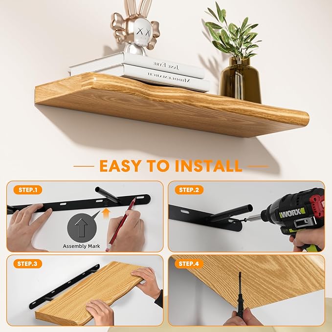 Floating Shelves for Wall Rustic Farmhouse 55 Inch Floating Shelf Bathroom Wooden Shelves for Wall Mounted Live Edge Pine She