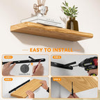 Floating Shelves for Wall Rustic Farmhouse 55 Inch Floating Shelf Bathroom Wooden Shelves for Wall Mounted Live Edge Pine She