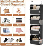 Hanging Closet Organizer 4 Shelf Collapsible Bedroom Closet Organizers and Storage Hanging with Mesh Pocket for Clothes, Clos