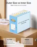 Oterri File Organizer Box, Portable Collapsible Cardboard File Folder Organizer with Handle for Letter Size Hanging Files, Do
