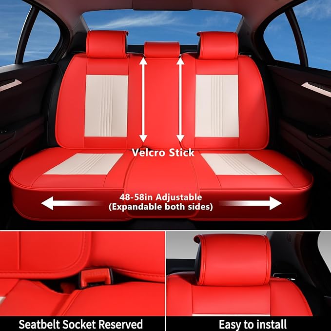 Coverado Car Seat Covers Full Set, Front and Rear Seat Covers, 5 Seats Leather Seat Covers for Cars, Waterproof Car Seat Prot
