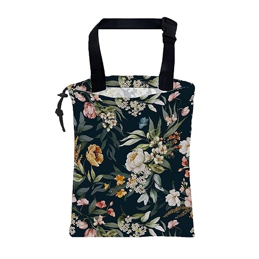 Car Garbage Bag Watercolor Floral Branches Hanging Canvas Car Trash Bag Waterproof Drawstring Car Back Seat Organizer for Car Back Front Seat Console with Adjustable Buckle