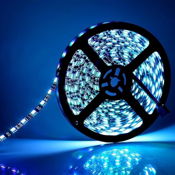 SUPERNIGHT LED Strip Lights, 16.4FT 5M SMD 5050 Waterproof 300LEDs RGB Color Changing Flexible LED Light Strip for Bedroom, TV Back Lighting, Christmas, Valentine's Day (Black PCB) 2 Pcs