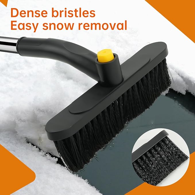 34" Extendable Ice Scraper and Snow Brush for Car Windshield, 360° Rotating (R002)