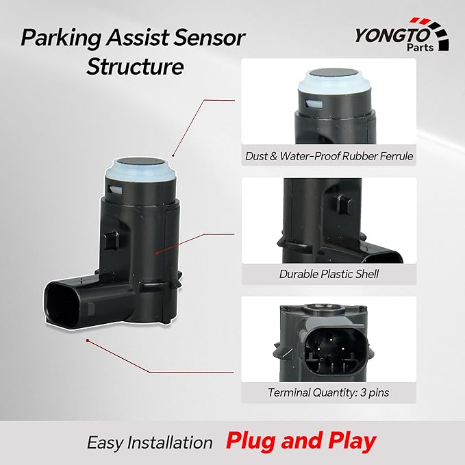 Rear Reverse Parking Assist Sensors 9L3Z-15K859-D Backup Bumper Sensor 4PCS Compatible with Ford F150 2009-2014 Replace OE 9L