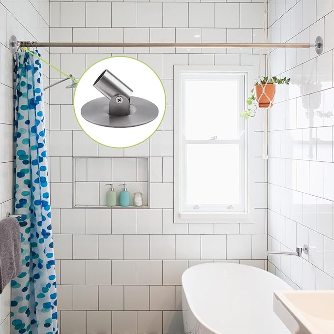 Shower Curtain Rod Bracket, 2Pcs 26mm Inner Diameter Titanium Steel Shower Curtain Rod Single Swivel Flange Curtain Rod Wall-