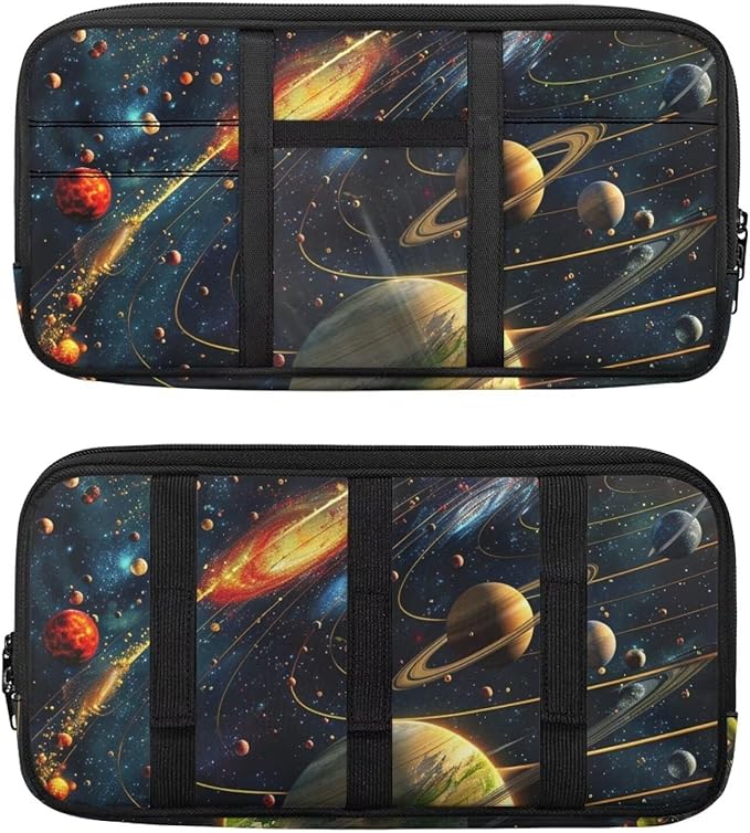 Cosmic Galaxy Car Sun Visor Organizer Vehicle Document Holder Organizer Zipper Car Truck Visor Storage Pouch Holder with Multi-Pocket Elastic Bands Auto Interior Accessories