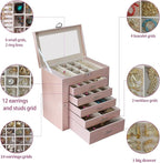 BOOVO Jewelry Box For women, 6 Layer Large Jewelry Organizer With Mirror, Multi-Function Storage Box With Lock, Accessory Hol