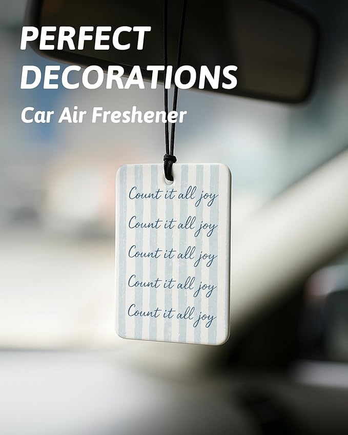 Blue Christian Car Air Freshener 4 Pcs, Preppy Blue Butterfly Tulip Religious Bible Verse Hanging Air Freshener for Closet Dr