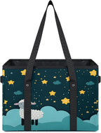 Reusable Grocery Bags Heavy Duty Shopping Bags Foldable Large Tote Bags with Long Handles & Hard Bottom
